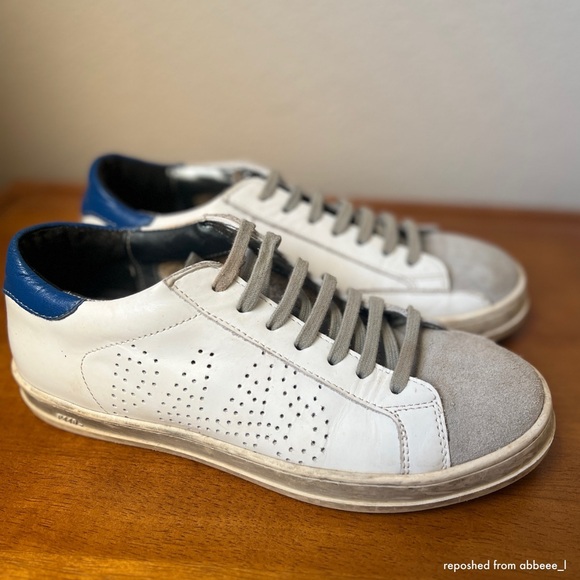 P448 John White and Royal Blue Sneakers - Picture 2 of 8